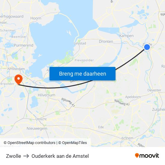 Zwolle to Ouderkerk aan de Amstel map