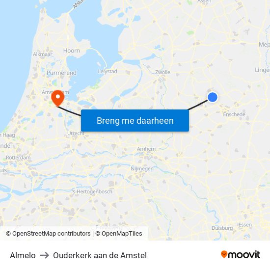 Almelo to Ouderkerk aan de Amstel map