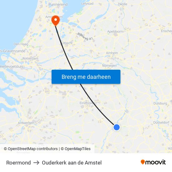 Roermond to Ouderkerk aan de Amstel map