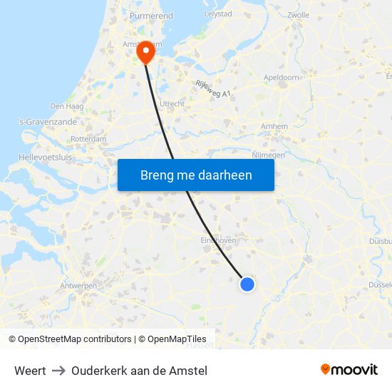 Weert to Ouderkerk aan de Amstel map