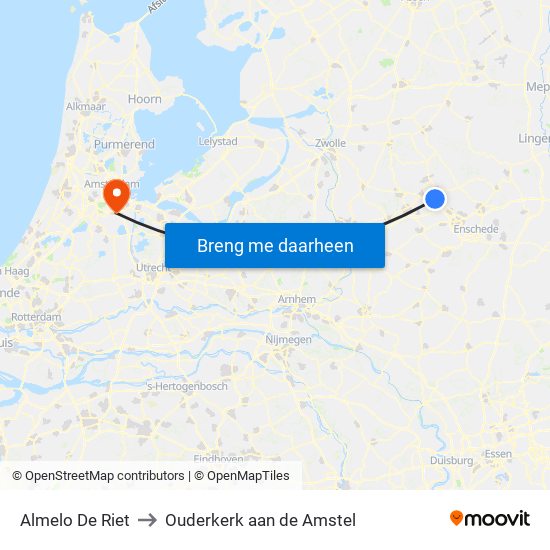 Almelo De Riet to Ouderkerk aan de Amstel map