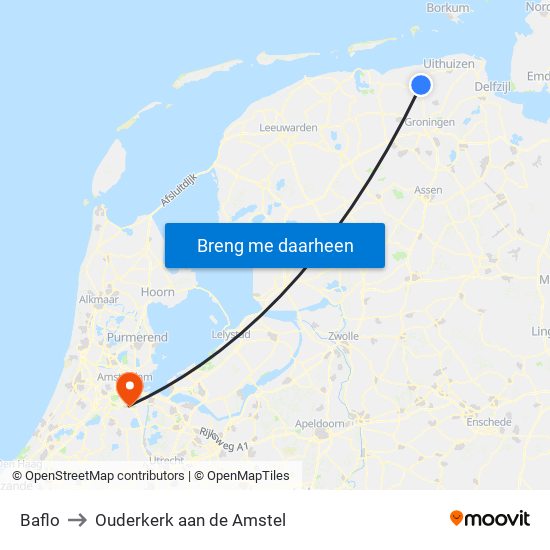 Baflo to Ouderkerk aan de Amstel map