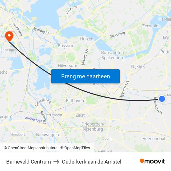 Barneveld Centrum to Ouderkerk aan de Amstel map