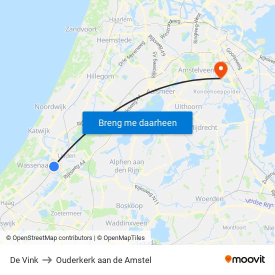 De Vink to Ouderkerk aan de Amstel map