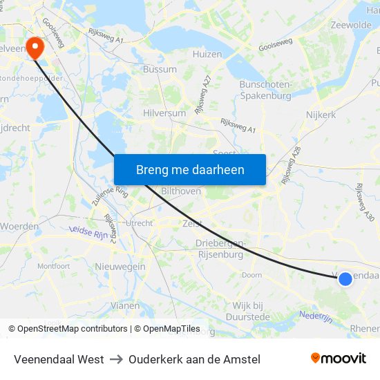 Veenendaal West to Ouderkerk aan de Amstel map