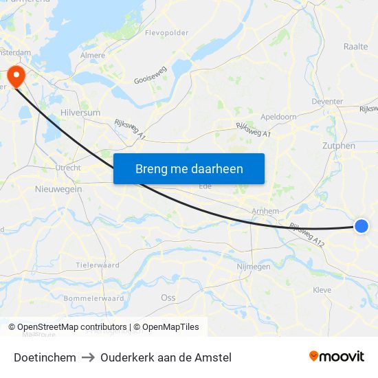 Doetinchem to Ouderkerk aan de Amstel map
