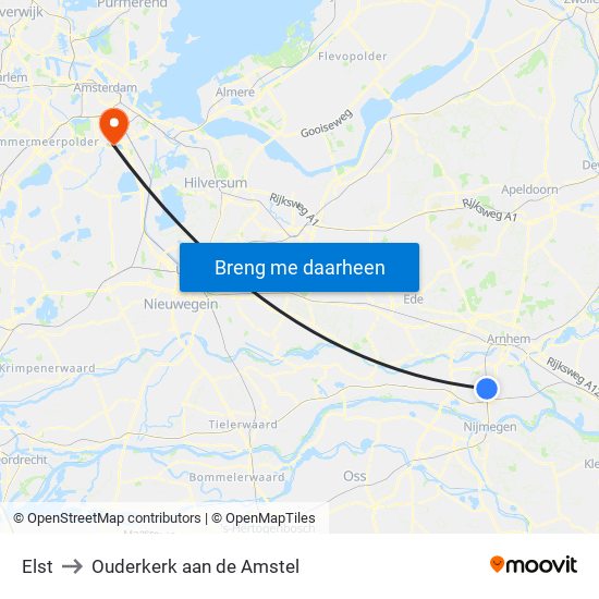 Elst to Ouderkerk aan de Amstel map