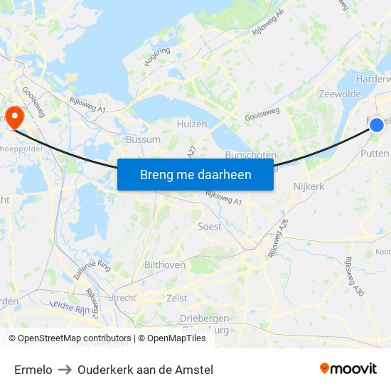 Ermelo to Ouderkerk aan de Amstel map
