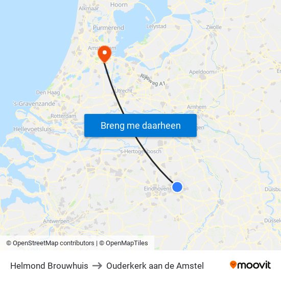 Helmond Brouwhuis to Ouderkerk aan de Amstel map