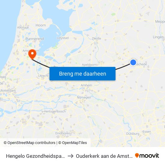 Hengelo Gezondheidspark to Ouderkerk aan de Amstel map
