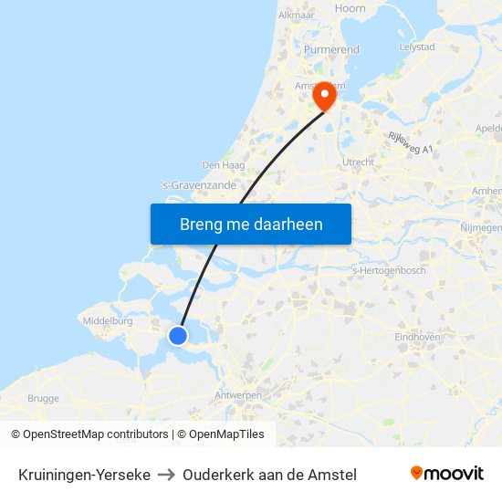 Kruiningen-Yerseke to Ouderkerk aan de Amstel map