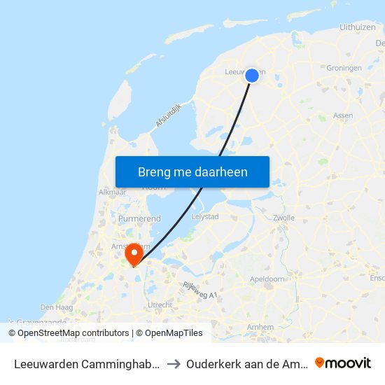 Leeuwarden Camminghaburen to Ouderkerk aan de Amstel map