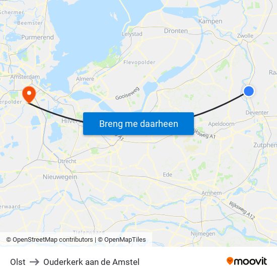 Olst to Ouderkerk aan de Amstel map