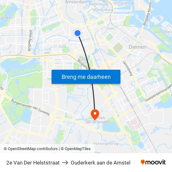 2e Van Der Helststraat to Ouderkerk aan de Amstel map