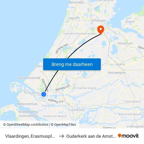 Vlaardingen, Erasmusplein to Ouderkerk aan de Amstel map