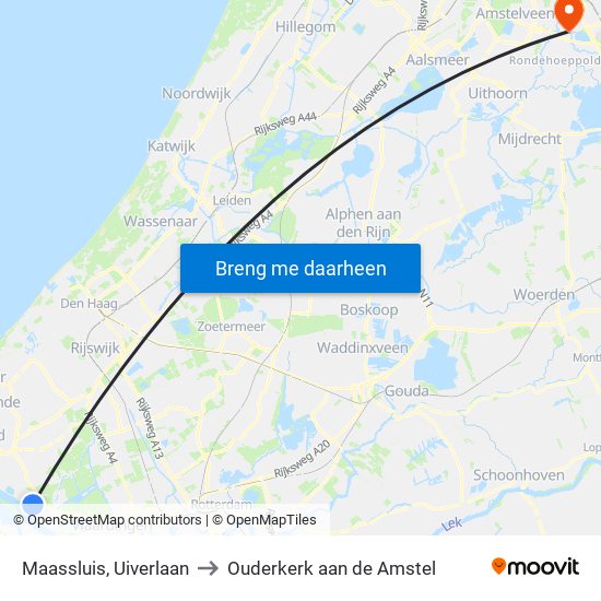Maassluis, Uiverlaan to Ouderkerk aan de Amstel map