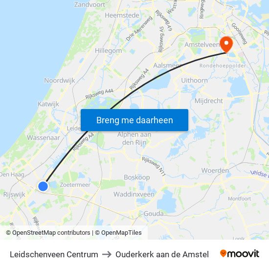Leidschenveen Centrum to Ouderkerk aan de Amstel map