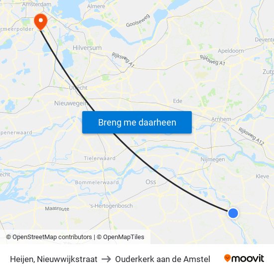 Heijen, Nieuwwijkstraat to Ouderkerk aan de Amstel map