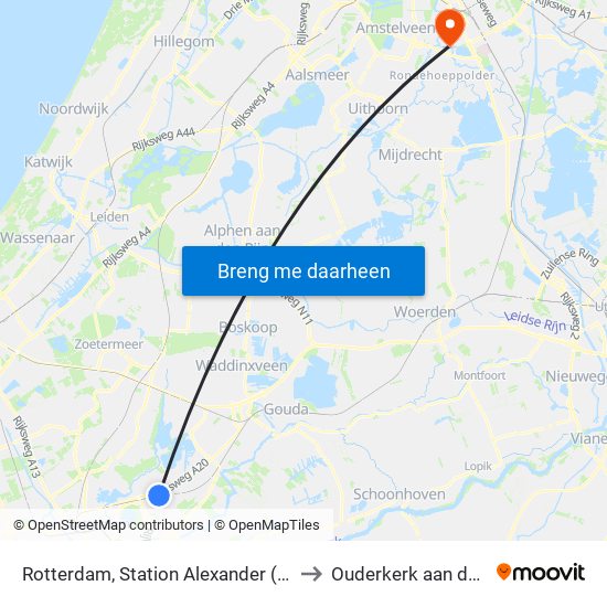 Rotterdam, Station Alexander (Uitstaphalte) to Ouderkerk aan de Amstel map