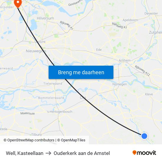 Well, Kasteellaan to Ouderkerk aan de Amstel map