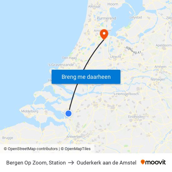 Bergen Op Zoom, Station to Ouderkerk aan de Amstel map