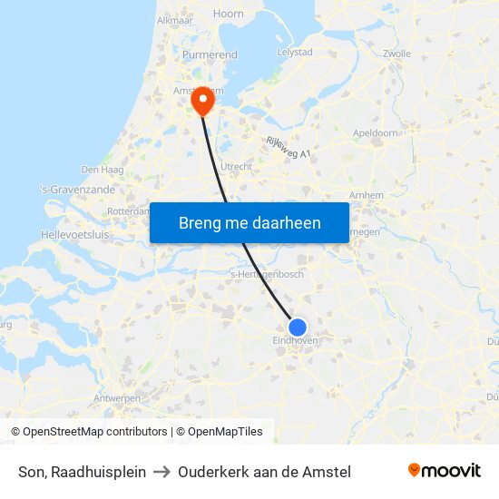 Son, Raadhuisplein to Ouderkerk aan de Amstel map