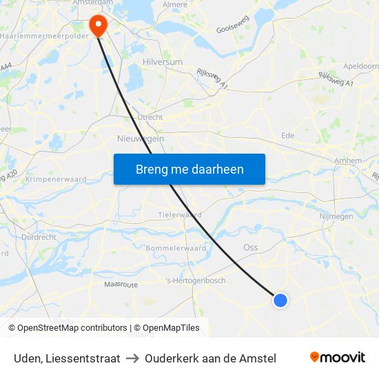 Uden, Liessentstraat to Ouderkerk aan de Amstel map