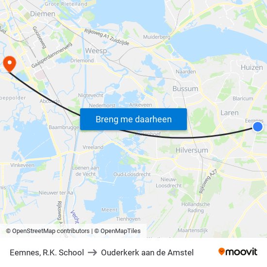 Eemnes, R.K. School to Ouderkerk aan de Amstel map