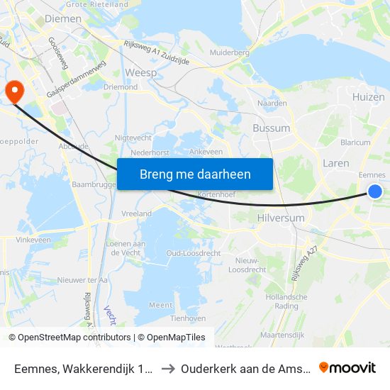 Eemnes, Wakkerendijk 110 to Ouderkerk aan de Amstel map