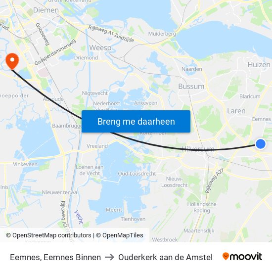 Eemnes, Eemnes Binnen to Ouderkerk aan de Amstel map