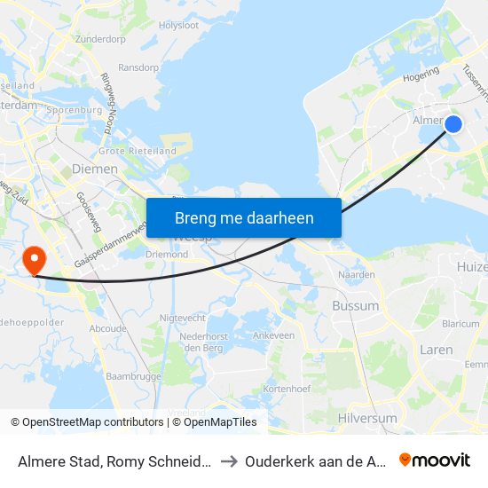 Almere Stad, Romy Schneiderweg to Ouderkerk aan de Amstel map