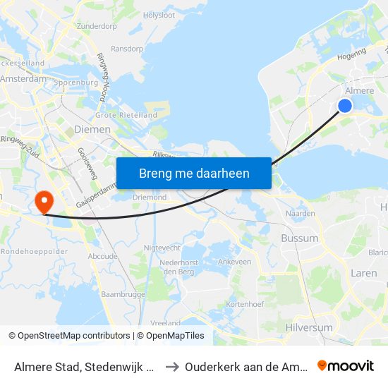 Almere Stad, Stedenwijk Zuid to Ouderkerk aan de Amstel map