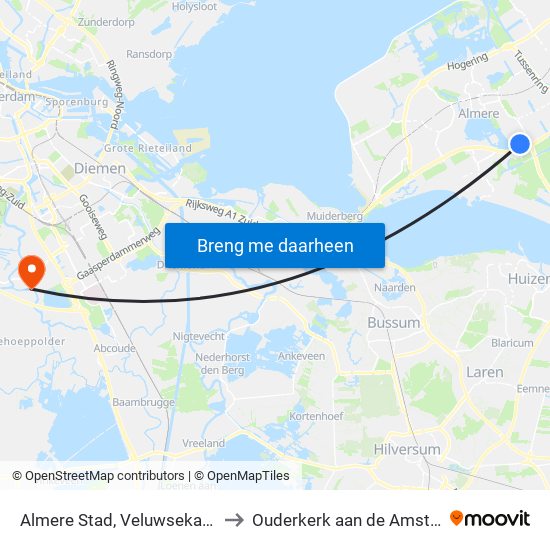 Almere Stad, Veluwsekant to Ouderkerk aan de Amstel map
