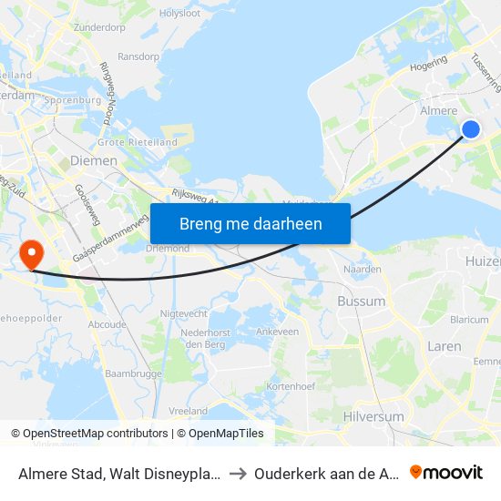 Almere Stad, Walt Disneyplantsoen to Ouderkerk aan de Amstel map