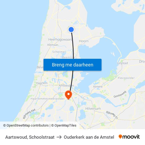 Aartswoud, Schoolstraat to Ouderkerk aan de Amstel map