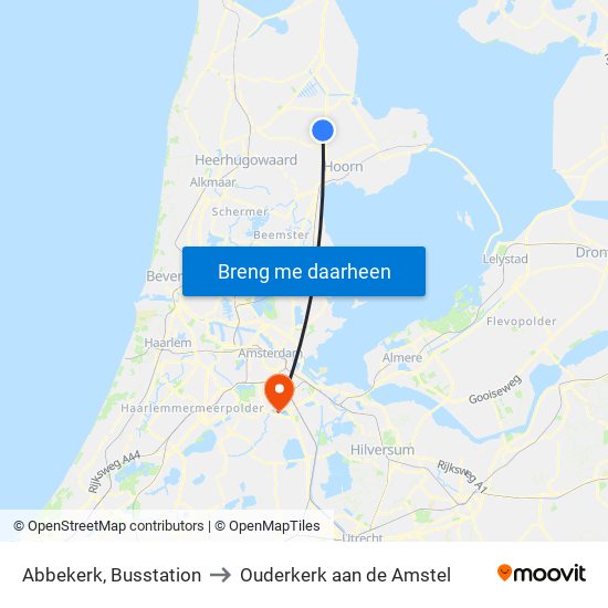 Abbekerk, Busstation to Ouderkerk aan de Amstel map