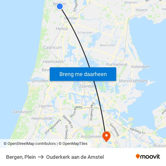 Bergen, Plein to Ouderkerk aan de Amstel map