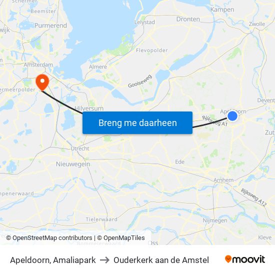 Apeldoorn, Amaliapark to Ouderkerk aan de Amstel map
