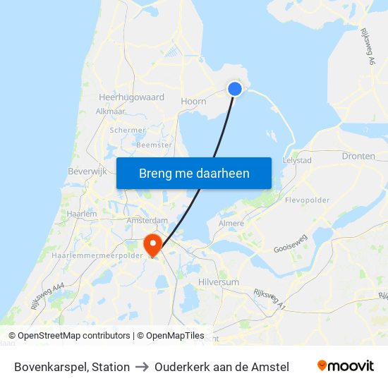 Bovenkarspel, Station to Ouderkerk aan de Amstel map