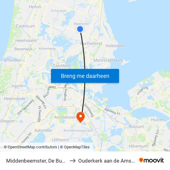 Middenbeemster, De Buurt to Ouderkerk aan de Amstel map