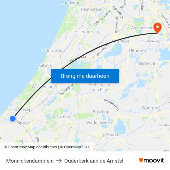 Monnickendamplein to Ouderkerk aan de Amstel map