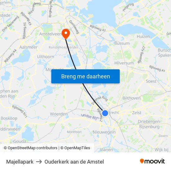 Majellapark to Ouderkerk aan de Amstel map