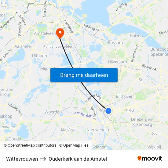 Wittevrouwen to Ouderkerk aan de Amstel map