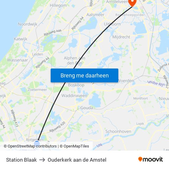 Station Blaak to Ouderkerk aan de Amstel map