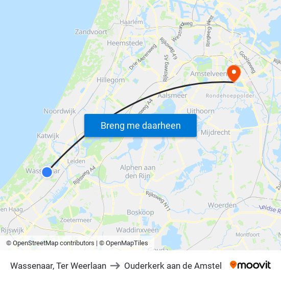 Wassenaar, Ter Weerlaan to Ouderkerk aan de Amstel map