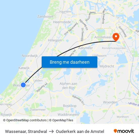 Wassenaar, Strandwal to Ouderkerk aan de Amstel map