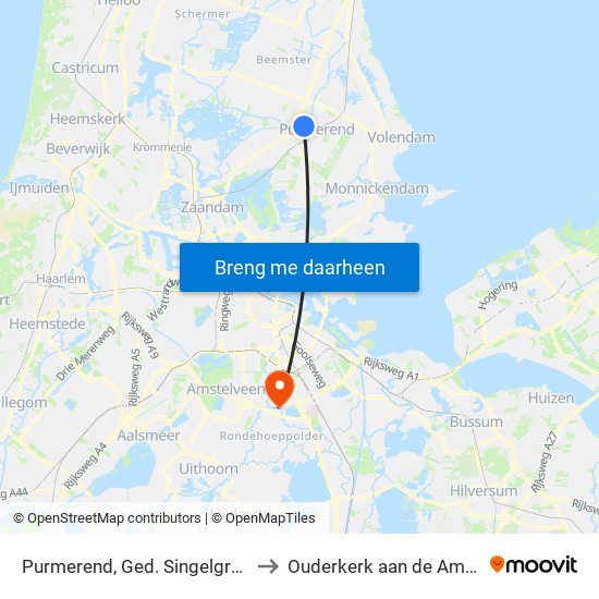 Purmerend, Ged. Singelgracht to Ouderkerk aan de Amstel map