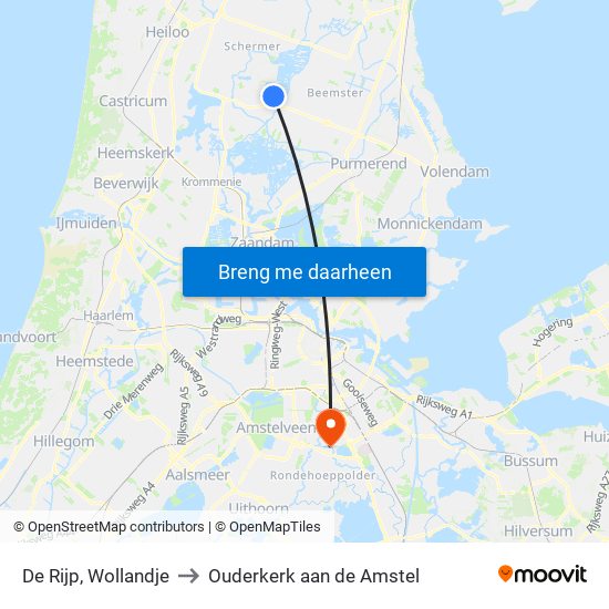 De Rijp, Wollandje to Ouderkerk aan de Amstel map