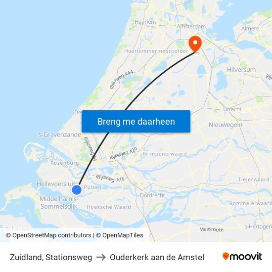 Zuidland, Stationsweg to Ouderkerk aan de Amstel map