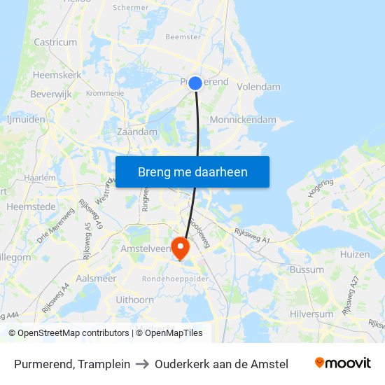 Purmerend, Tramplein to Ouderkerk aan de Amstel map